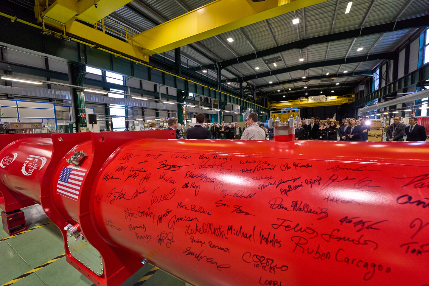 CERN celebrates the arrival of the first U.S.-built HL-LHC magnet. Marina Cavazza/CERN
