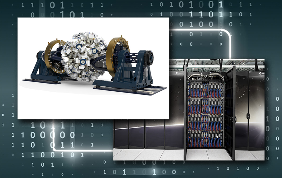 images of the GRETA instrument and a high performance computing facility