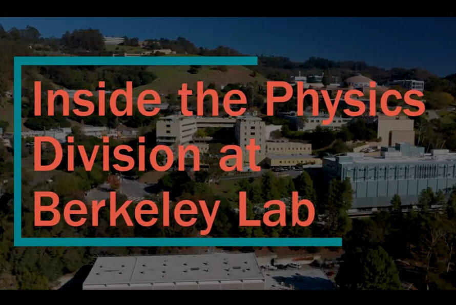 Physics Video Tour - Title "Inside the Physics Division at Berkeley Lab" with a background panoramic photo of the San Francisco Bay Area.